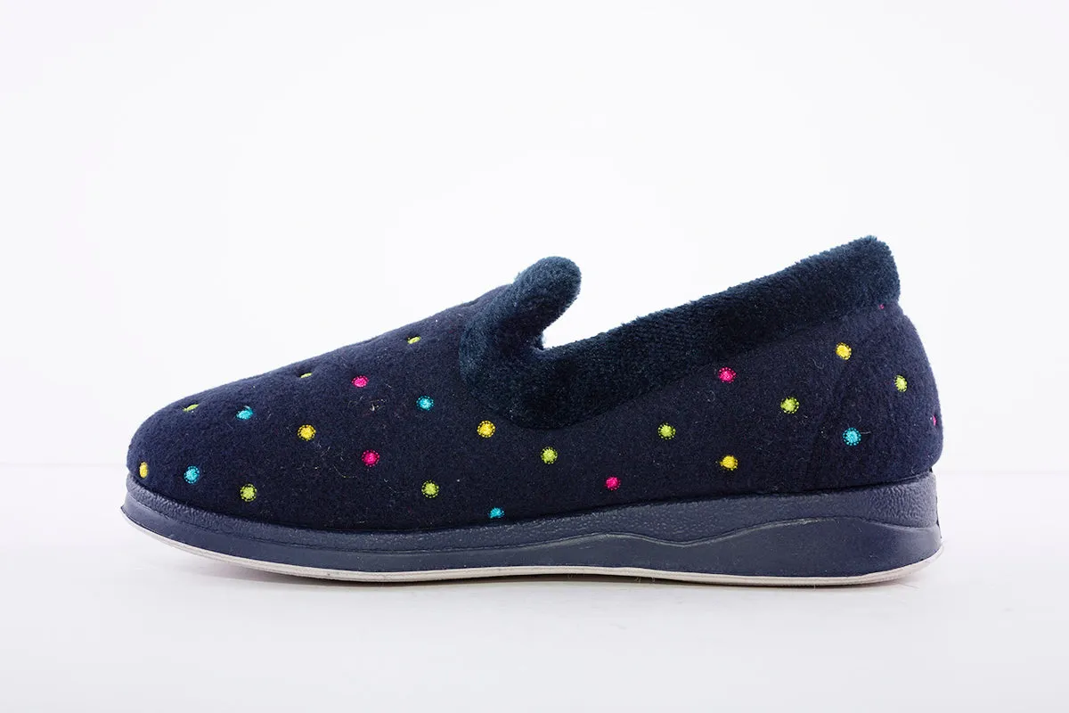 PADDERS - 406 SLIPPER - NAVY DOT