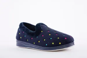 PADDERS - 406 SLIPPER - NAVY DOT