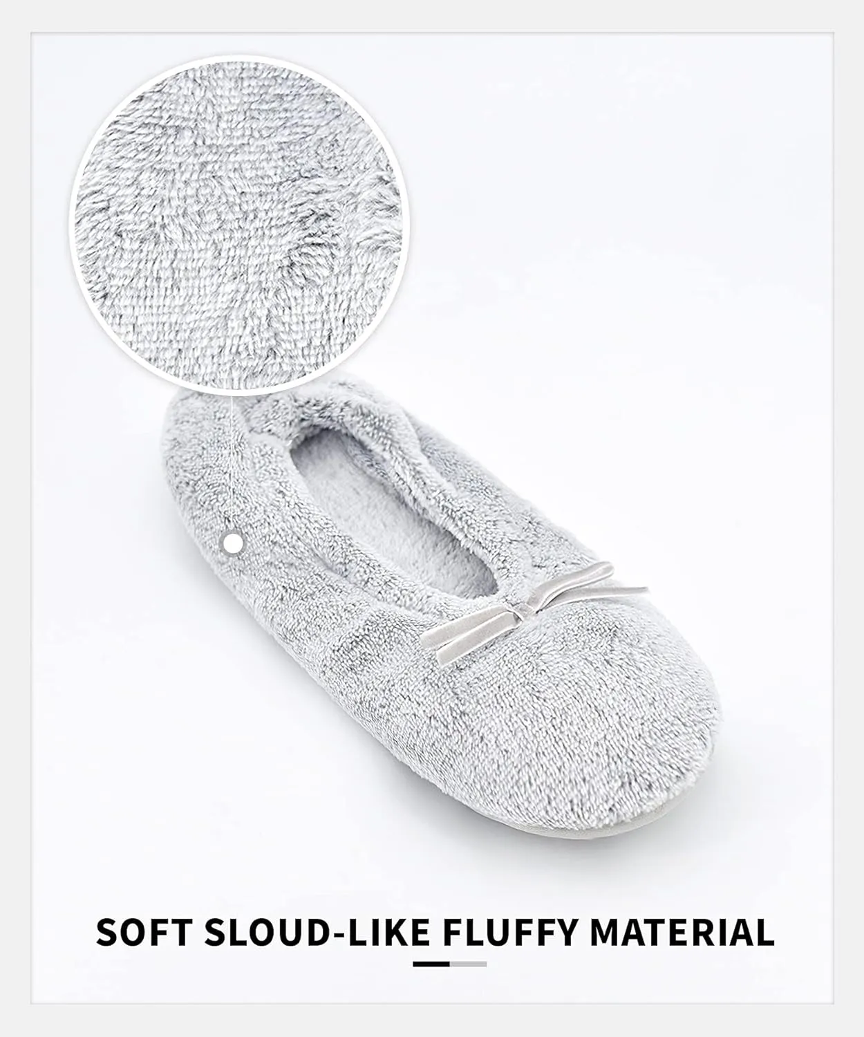 Panda Bros 2 Pairs Women's Ballerina House Slippers, Anti-Skid Comfy Warm Ballet Style Slippers