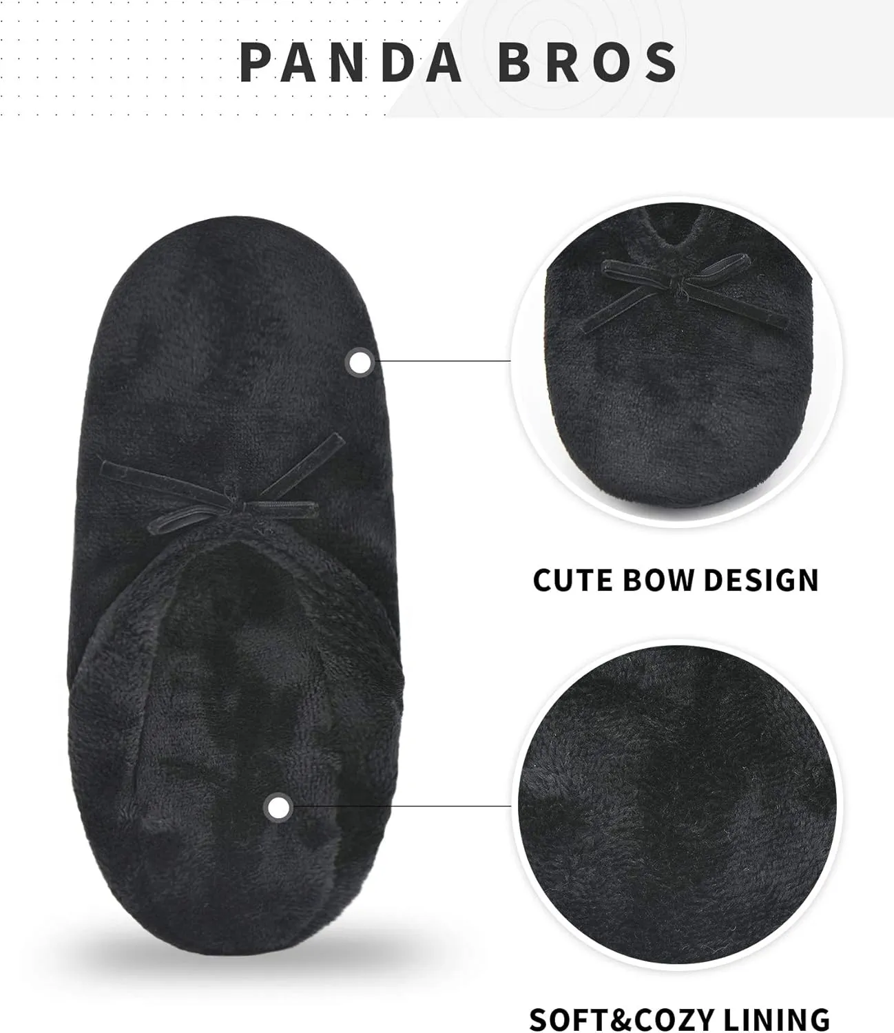 Panda Bros 2 Pairs Women's Ballerina House Slippers, Anti-Skid Comfy Warm Ballet Style Slippers