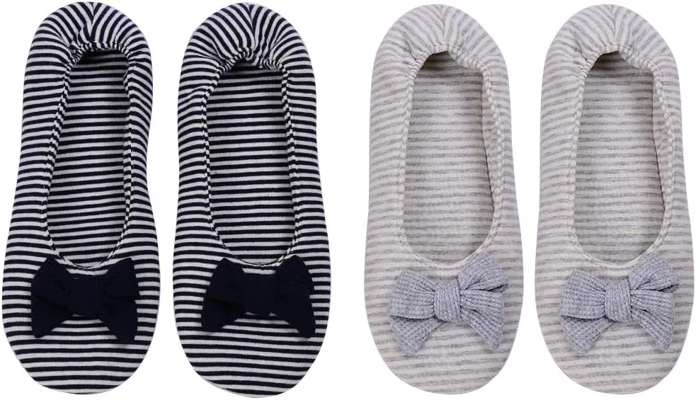 Panda Bros Women's Ballerina House Slippers,Anti-Skid Comfy Warm Ballet Style Slippers