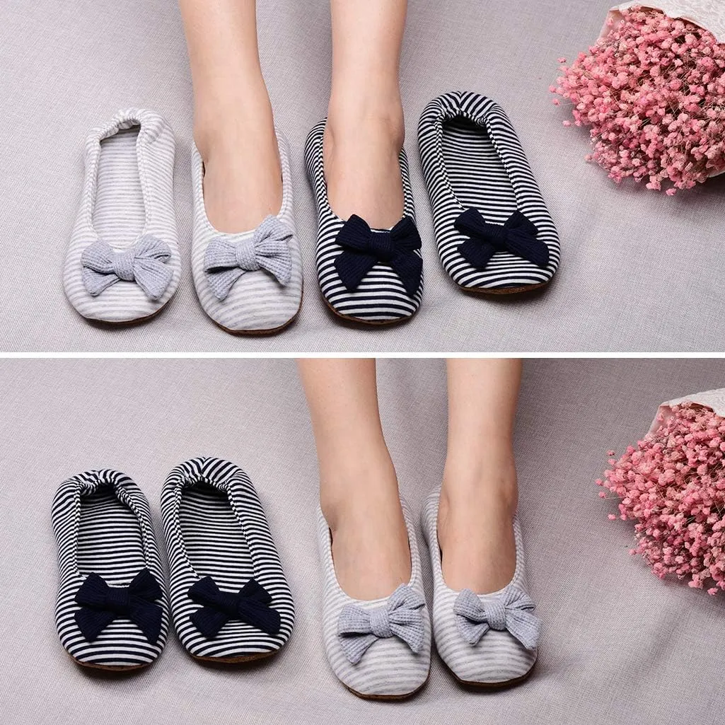 Panda Bros Women's Ballerina House Slippers,Anti-Skid Comfy Warm Ballet Style Slippers