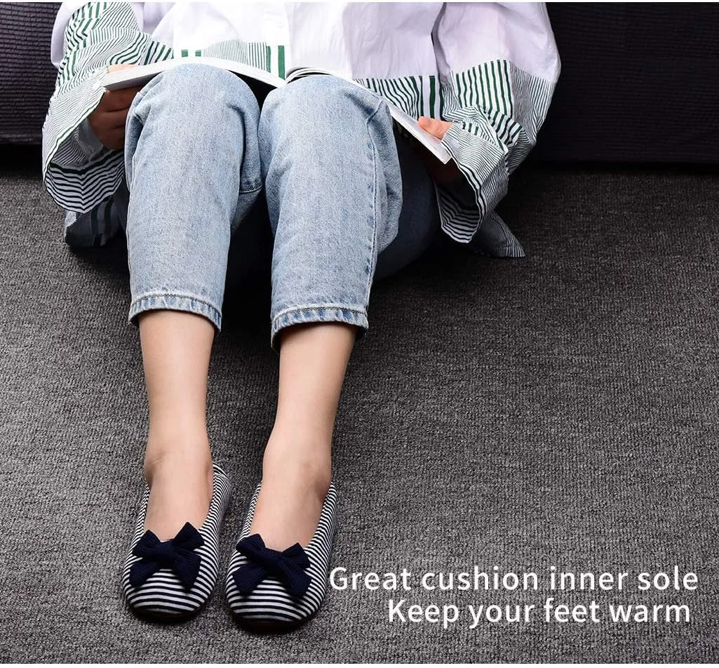 Panda Bros Women's Ballerina House Slippers,Anti-Skid Comfy Warm Ballet Style Slippers