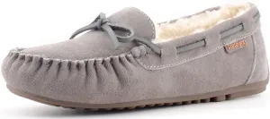 Parfeying Women's Sheepskin Moccasins Cow Suede Memory Foam Slippers Indoor Outdoor Shearling Winter Shoes