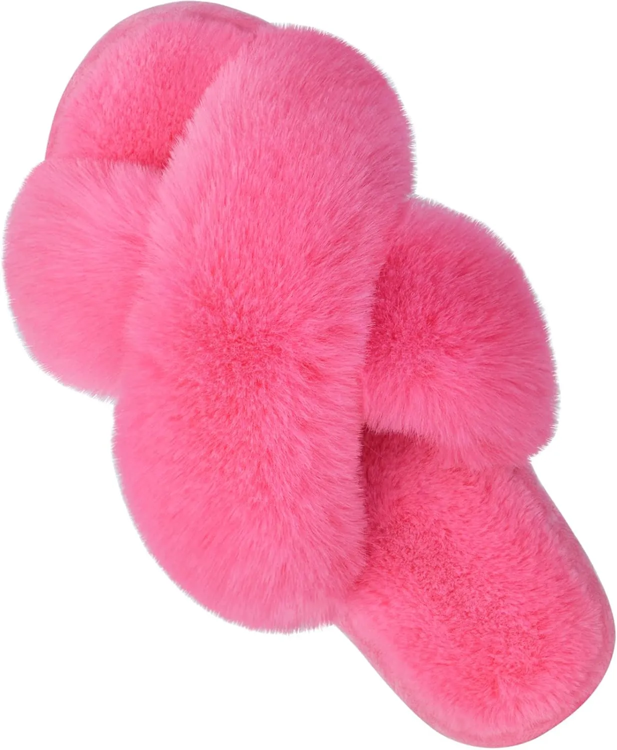 Parlovable Women's Fuzzy Slippers Comfy Cross Band House Shoes Memory Foam Open Toe Indoor Gifts for Ladies