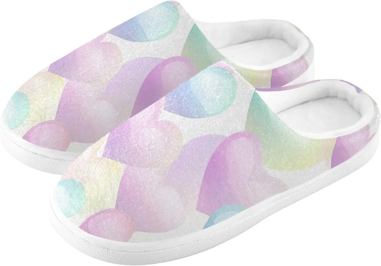 Pastel Rainbow Hearts Slippers for Women Men Indoor Slippers Memory Foam Fuzzy Slippers House Shoes for Indoor Outdoor Size 6/7 214b6553