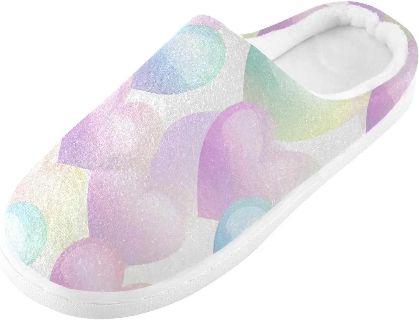 Pastel Rainbow Hearts Slippers for Women Men Indoor Slippers Memory Foam Fuzzy Slippers House Shoes for Indoor Outdoor Size 6/7 214b6553