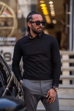 Paul Black Slim Fit Round Neck Sweater