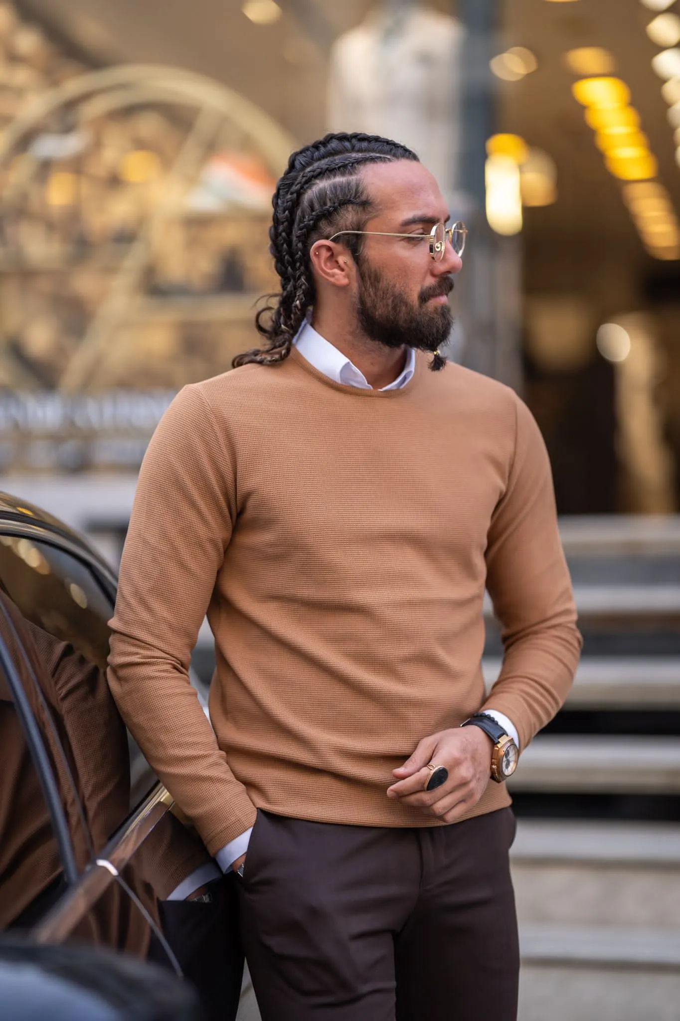Paul Camel Slim Fit Round Neck Sweater – Elevate Your Wardrobe