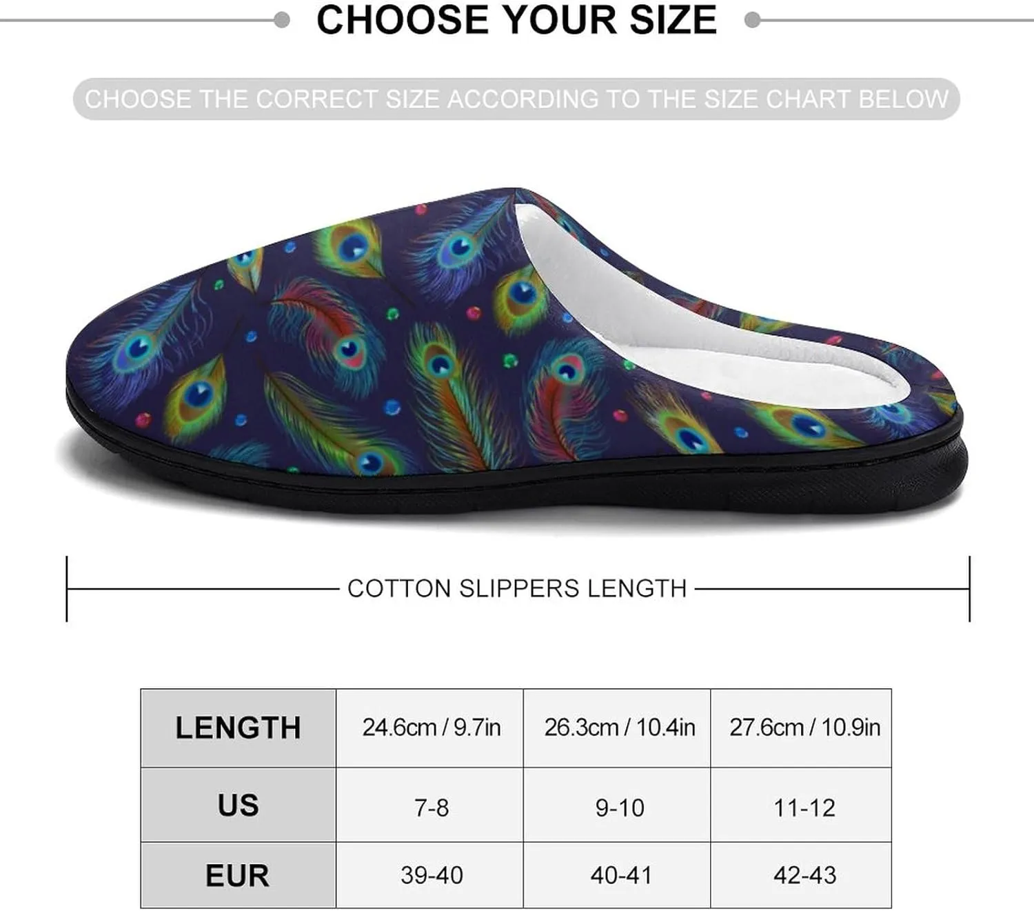 Peacock Slippers for Women Girls Soft Indoor Outdoor Winter Warm Comfy House Bedroom Slippers