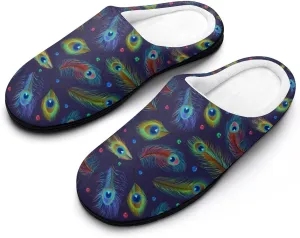 Peacock Slippers for Women Girls Soft Indoor Outdoor Winter Warm Comfy House Bedroom Slippers