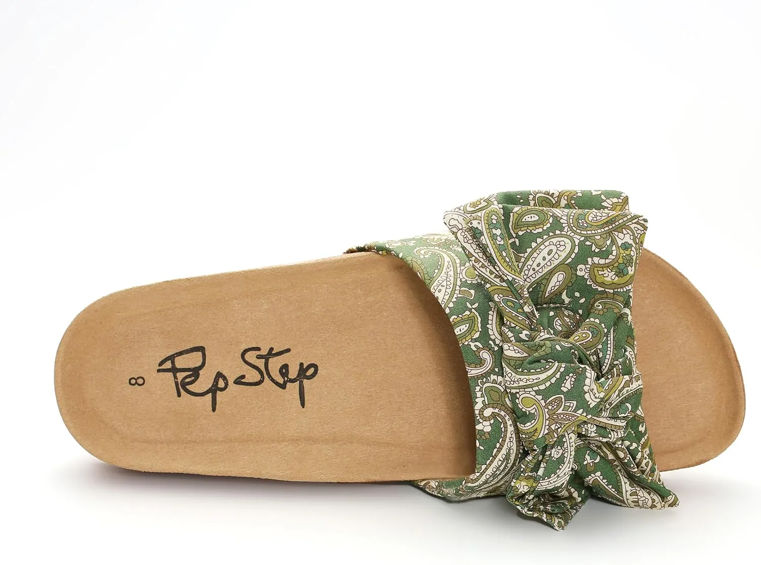 PepStep Slide Sandals for Women or Ladies Dressy Summer Casual, Cute Bow Tie Knot On Top Strap, Comfy Slip On Cork Foot Bed