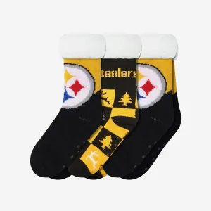 Pittsburgh Steelers Womens Fan Footy 3 Pack Slipper Socks