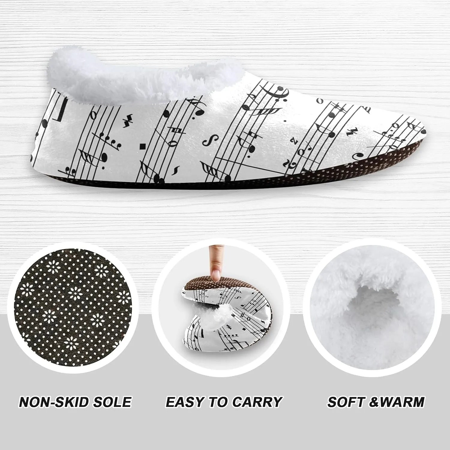 Poeticcity Unisex Fuzzy House Slippers, Warm Fur Lining Shoes, Non-Slip Memory Foam Slippers M-XXL