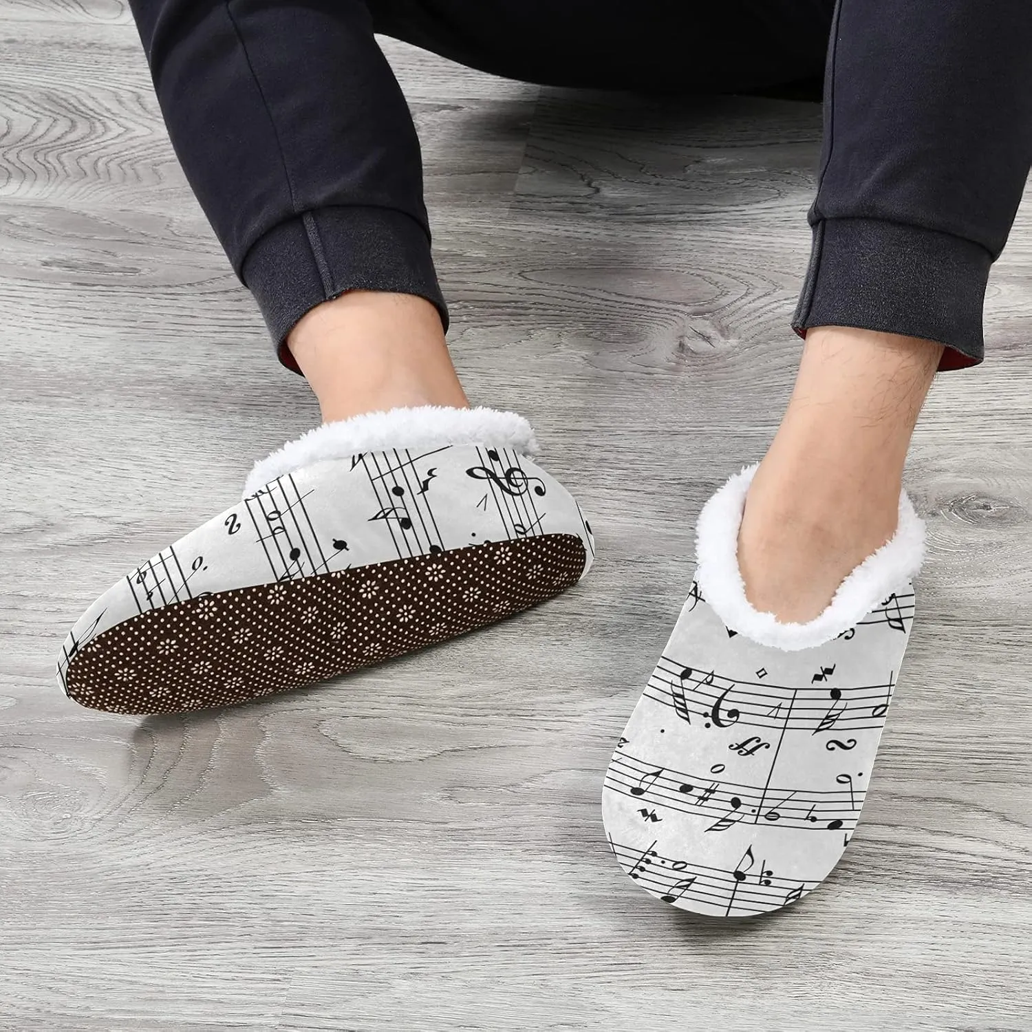 Poeticcity Unisex Fuzzy House Slippers, Warm Fur Lining Shoes, Non-Slip Memory Foam Slippers M-XXL