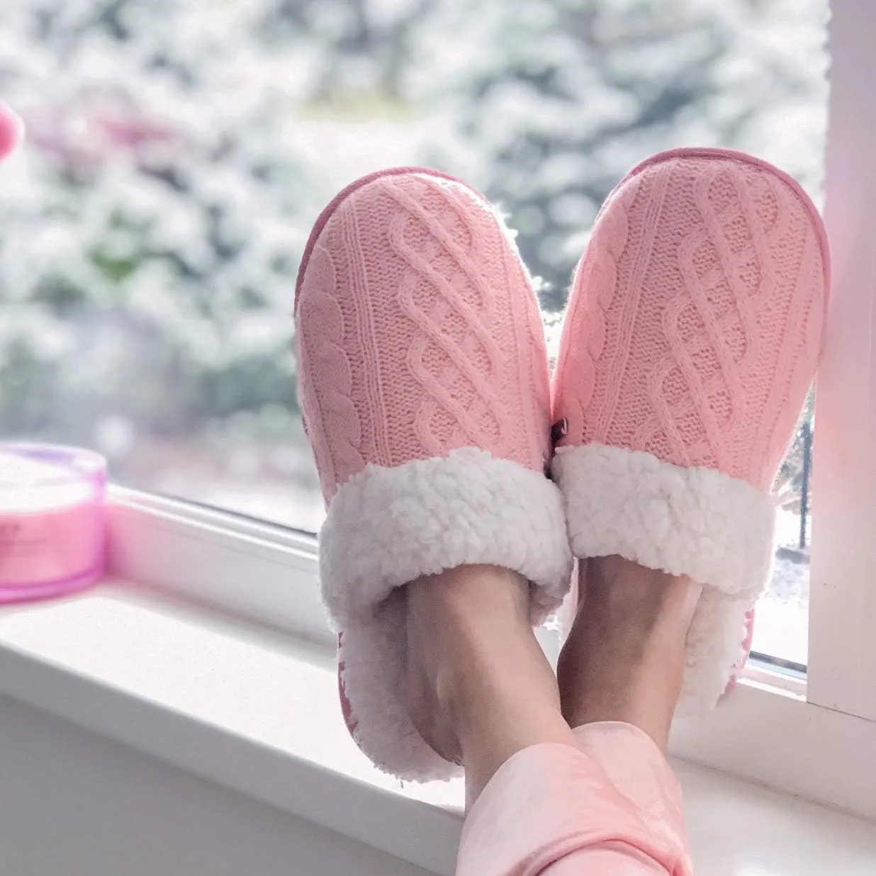 Pudus Women's Cozy House Slippers with Memory Foam & Extra-Plush Fleece Lining