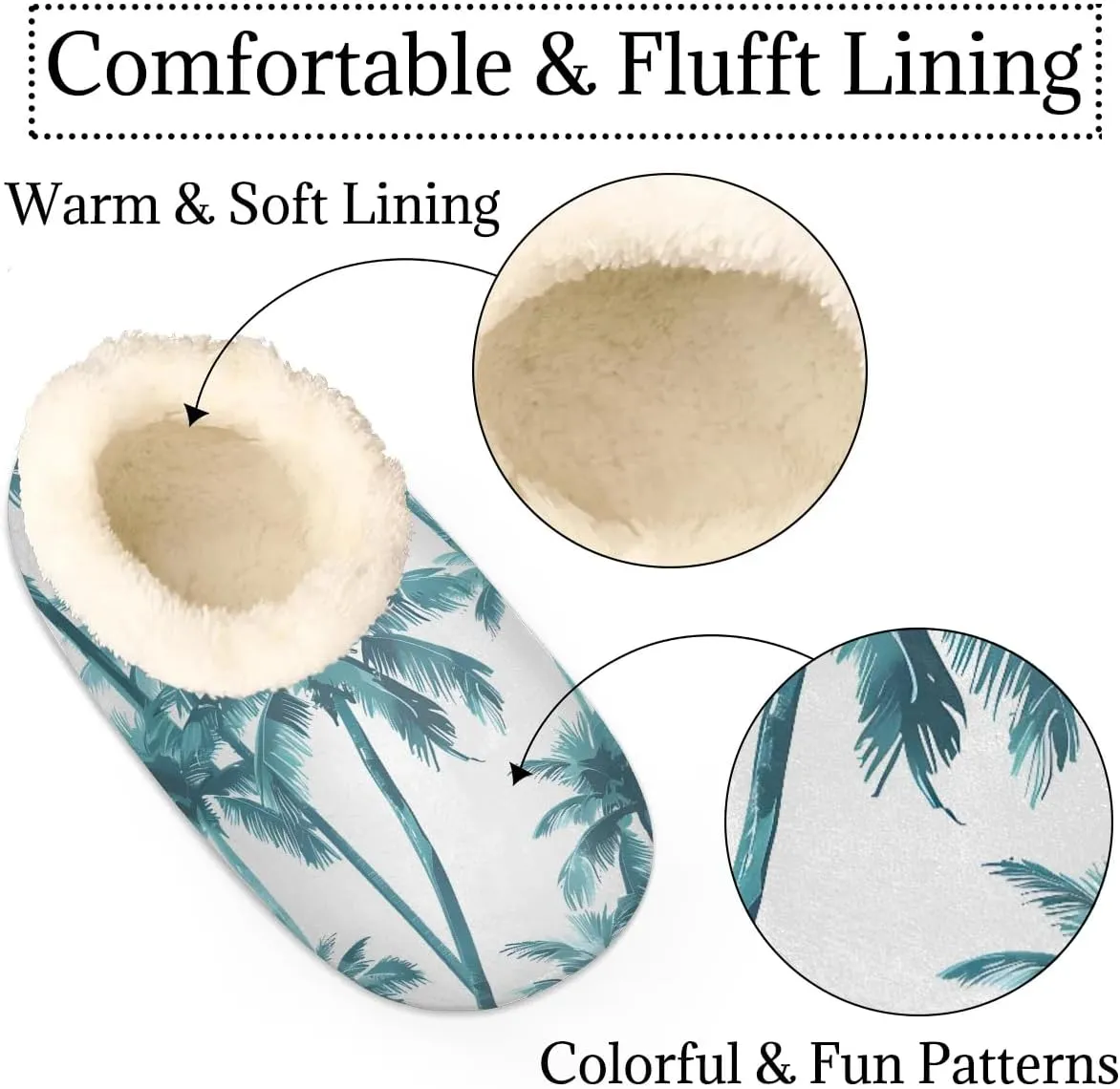 QsirBC Hand Painted Coconut Grove Slippers for Women Men Soft Memory Foam Slippers Non-Slip Soles Indoor Outdoor Cozy Fuzzy Warm Slippers