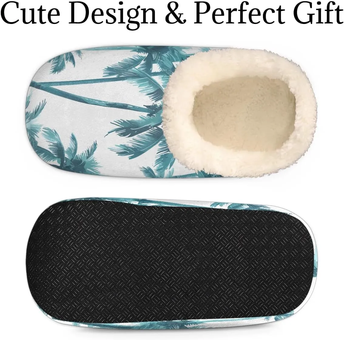 QsirBC Hand Painted Coconut Grove Slippers for Women Men Soft Memory Foam Slippers Non-Slip Soles Indoor Outdoor Cozy Fuzzy Warm Slippers