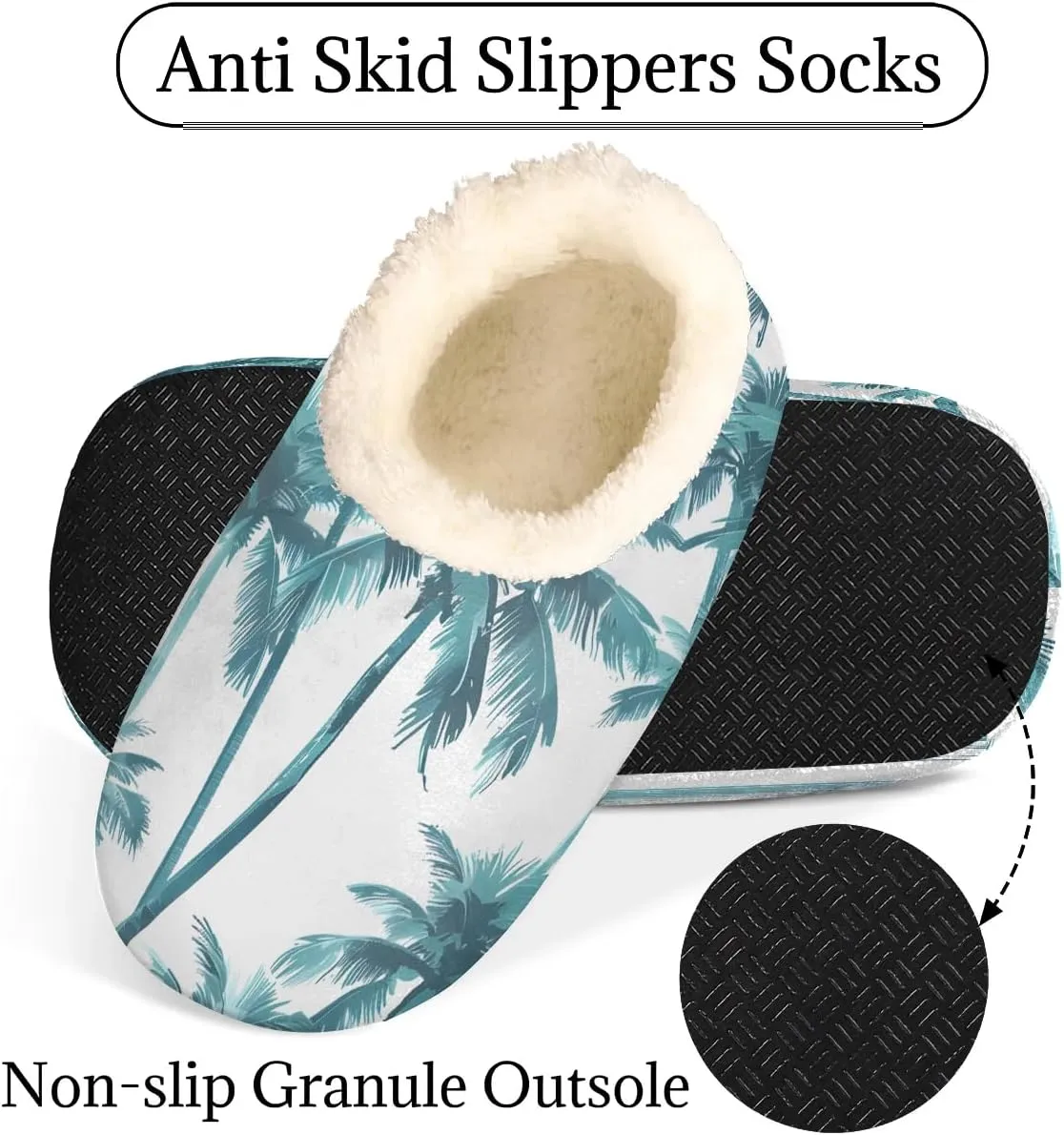QsirBC Hand Painted Coconut Grove Slippers for Women Men Soft Memory Foam Slippers Non-Slip Soles Indoor Outdoor Cozy Fuzzy Warm Slippers
