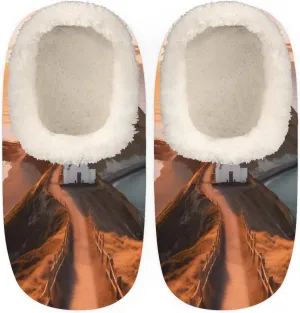 QsirBC Sea Lighthouse Slippers for Women Men Soft Memory Foam Slippers Non-Slip Soles Indoor Outdoor Cozy Fuzzy Warm Slippers