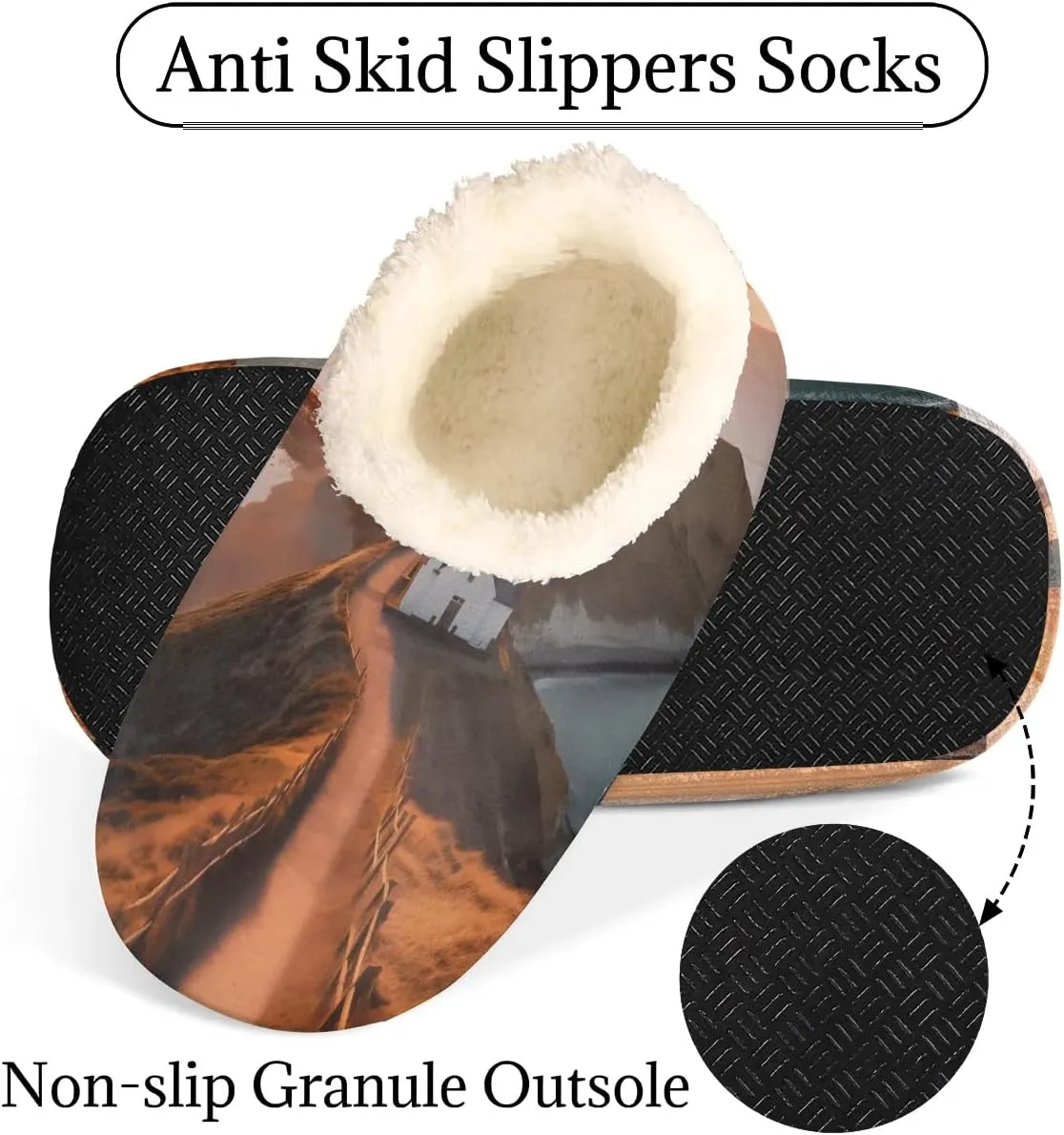 QsirBC Sea Lighthouse Slippers for Women Men Soft Memory Foam Slippers Non-Slip Soles Indoor Outdoor Cozy Fuzzy Warm Slippers