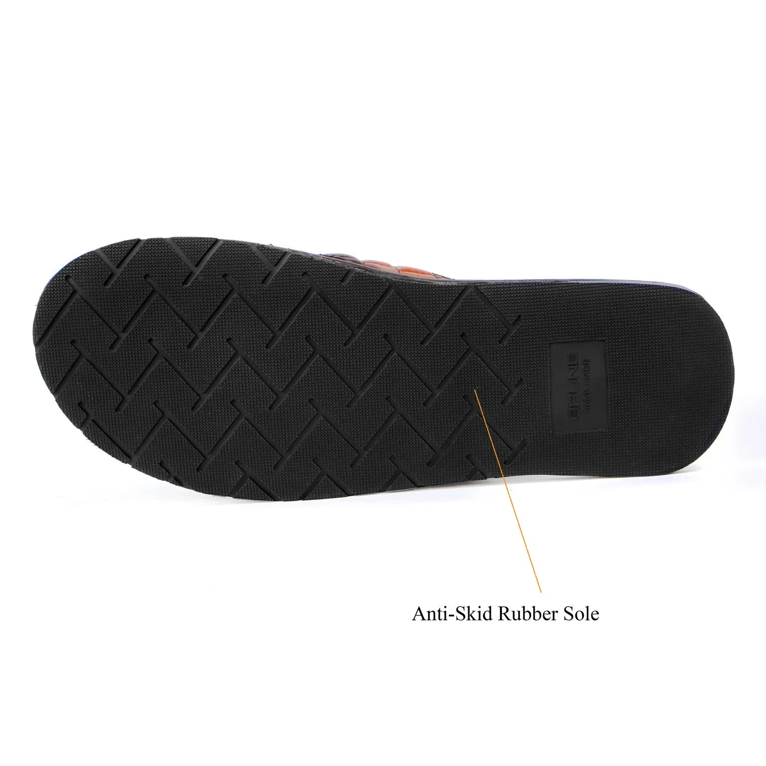 Quilted V-Strap Slippers with Padded Base in Tan Leather