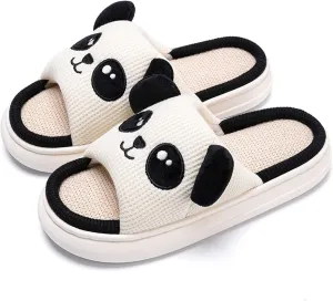 Rabbit And Bear Linen Slippers, Cute Animal Lace Slippers,Cotton Linen Couple's Home Shoes Indoor And Outdoor