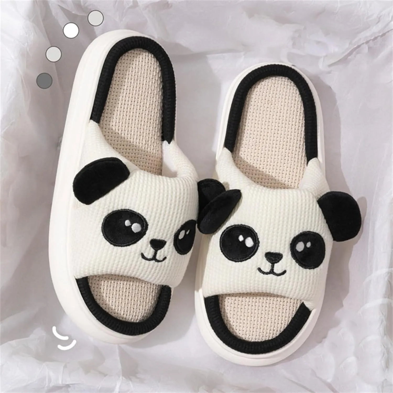 Rabbit And Bear Linen Slippers, Cute Animal Lace Slippers,Cotton Linen Couple's Home Shoes Indoor And Outdoor