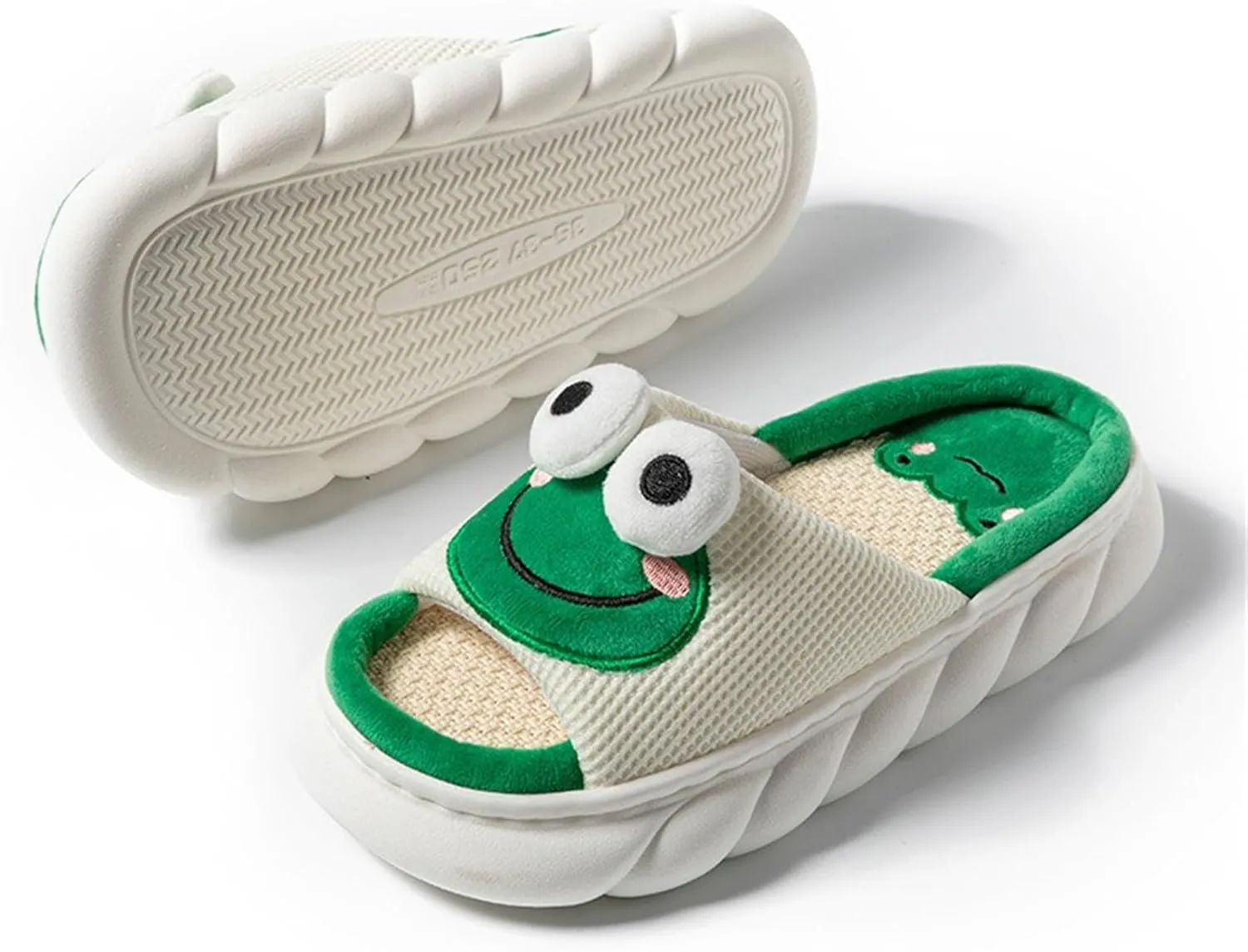 Rabbit And Bear Linen Slippers, Cute Animal Lace Slippers,Cotton Linen Couple's Home Shoes Indoor And Outdoor