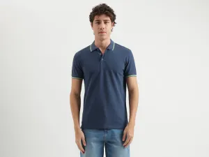 Regular Fit Polo Neck Solid Pattern T-shirt