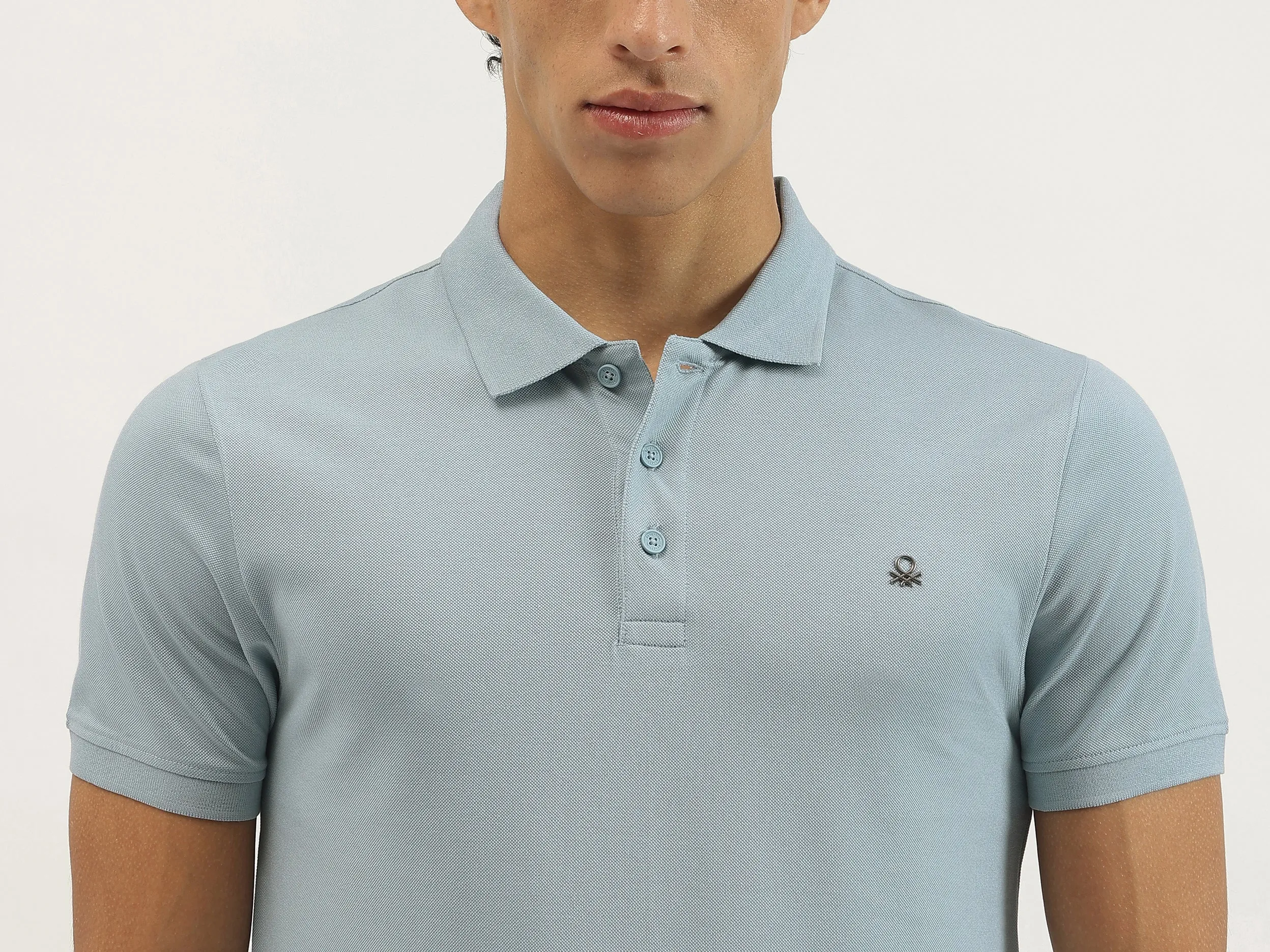 Regular Fit Polo Neck Solid T-shirt