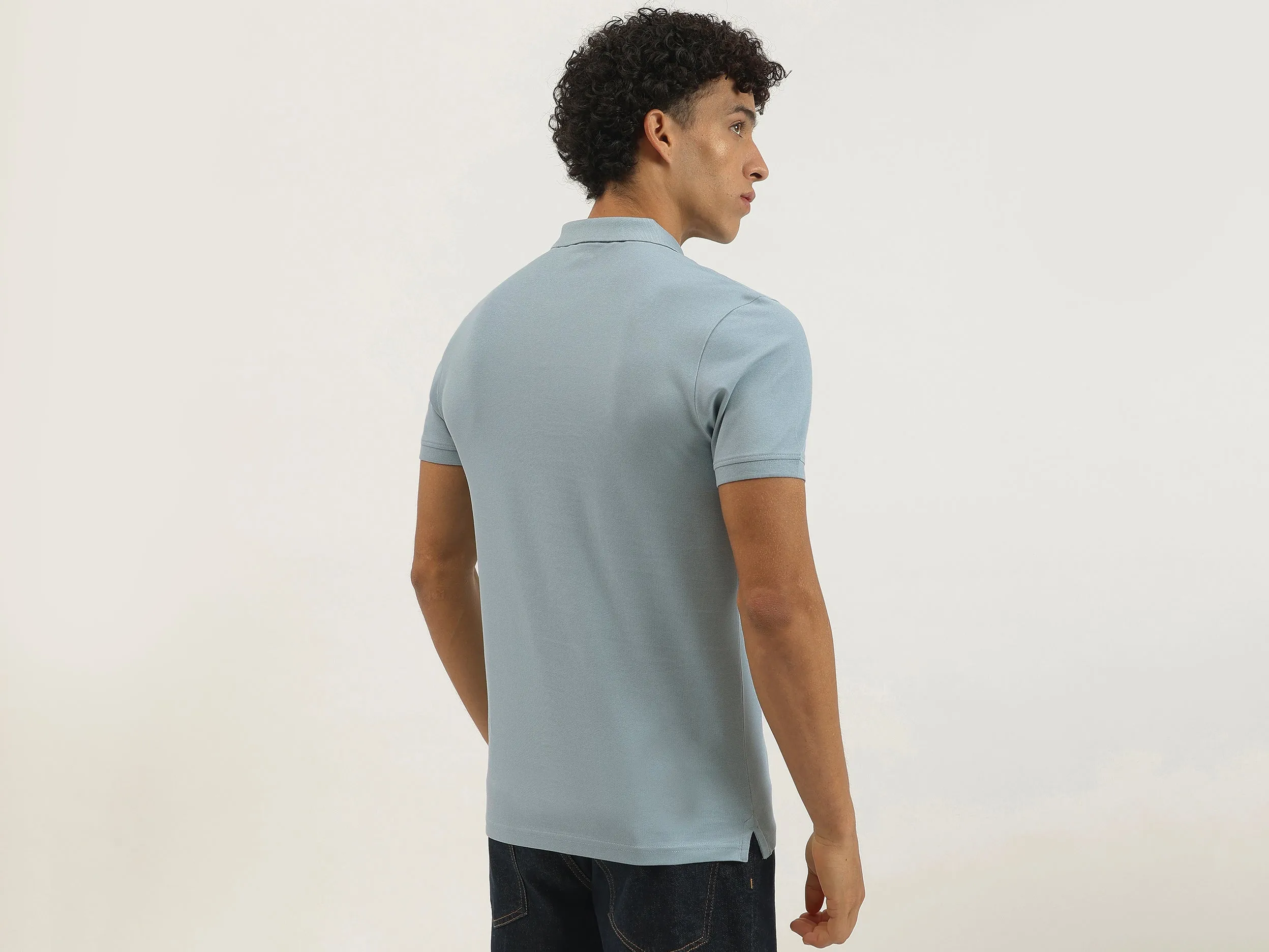 Regular Fit Polo Neck Solid T-shirt