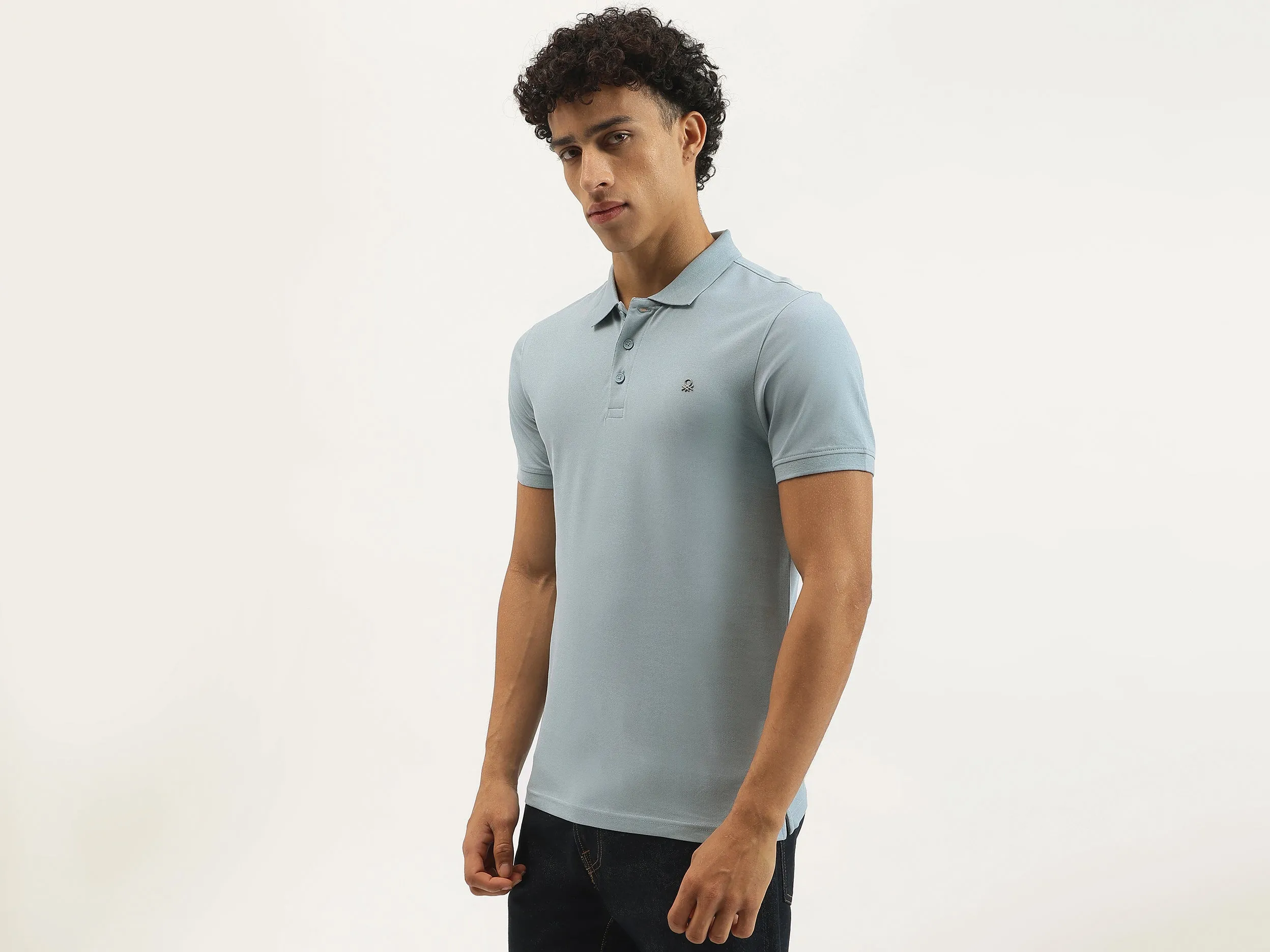 Regular Fit Polo Neck Solid T-shirt