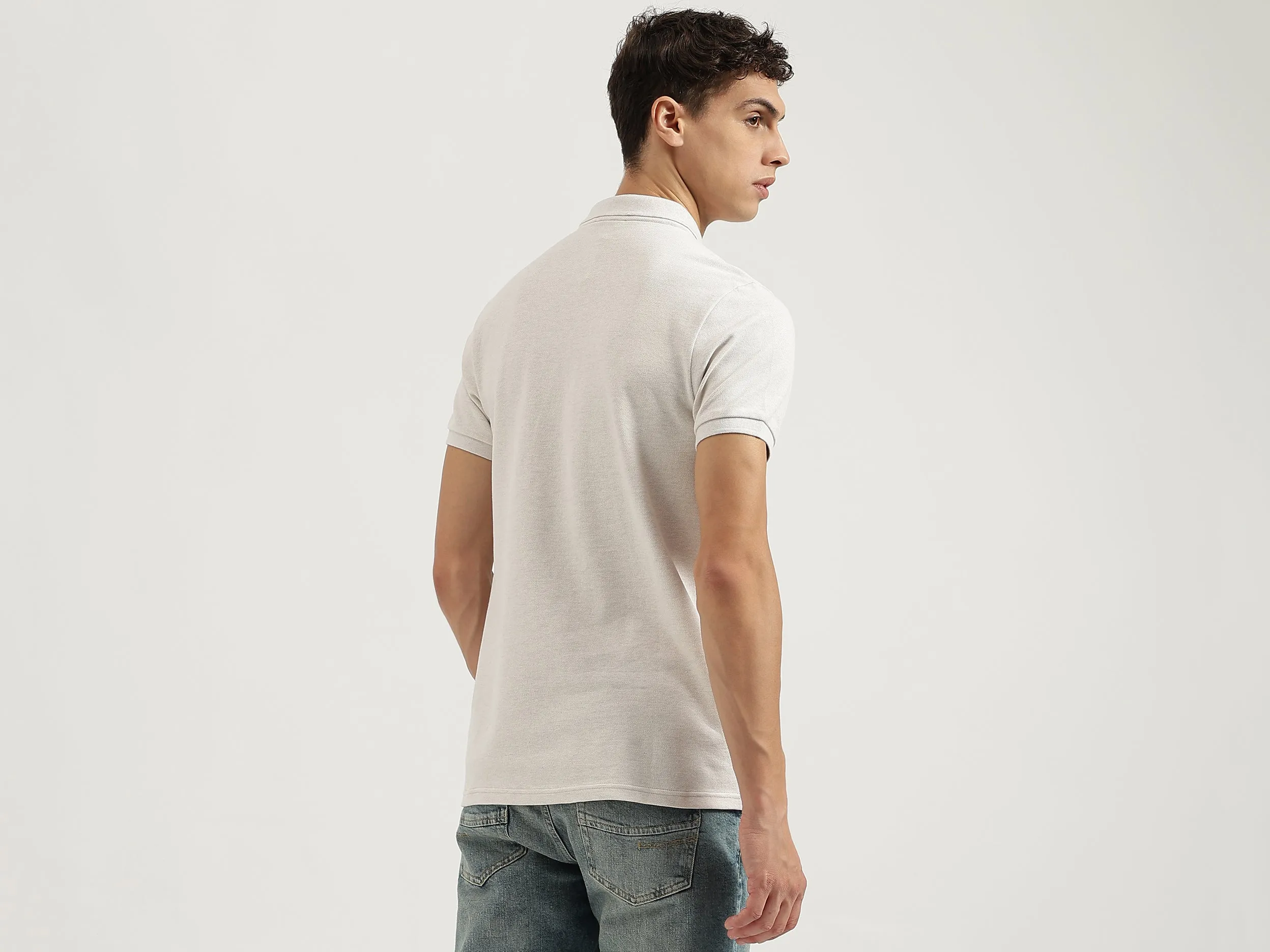 Regular Fit Polo Neck Solid Tshirt