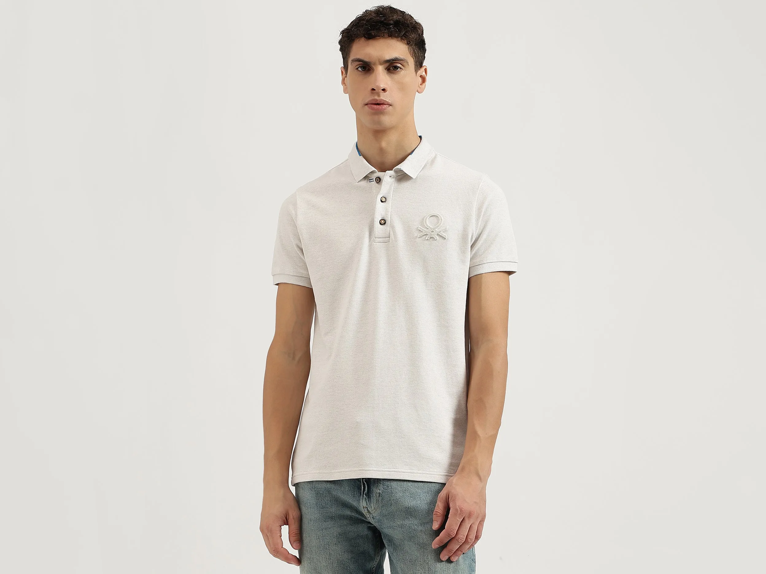 Regular Fit Polo Neck Solid Tshirt