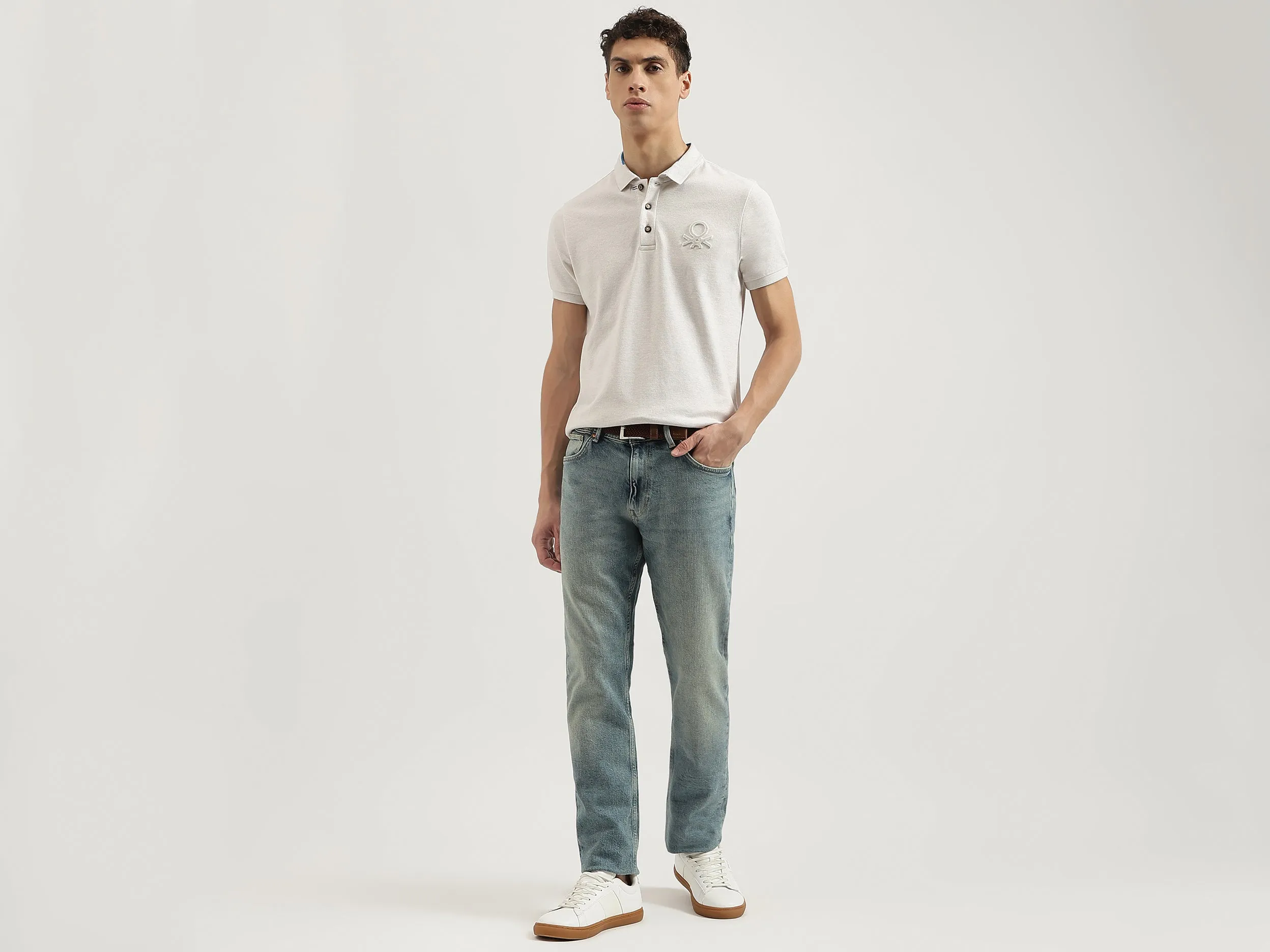 Regular Fit Polo Neck Solid Tshirt