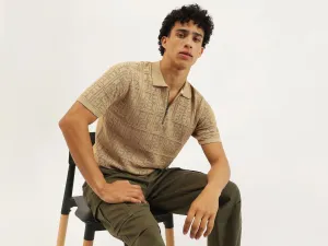 Regular Fit Polo Neck Textured T-shirt