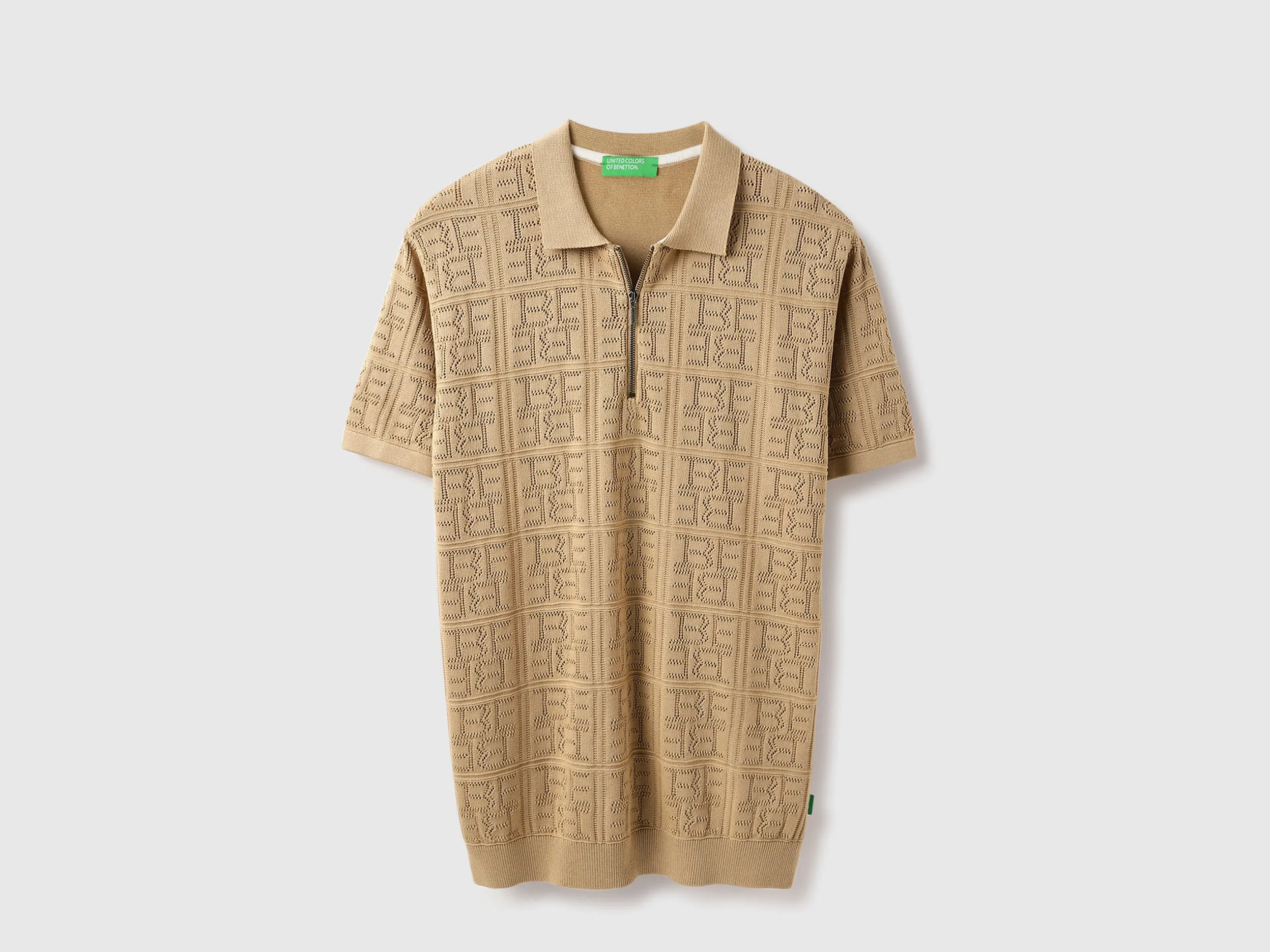 Regular Fit Polo Neck Textured T-shirt
