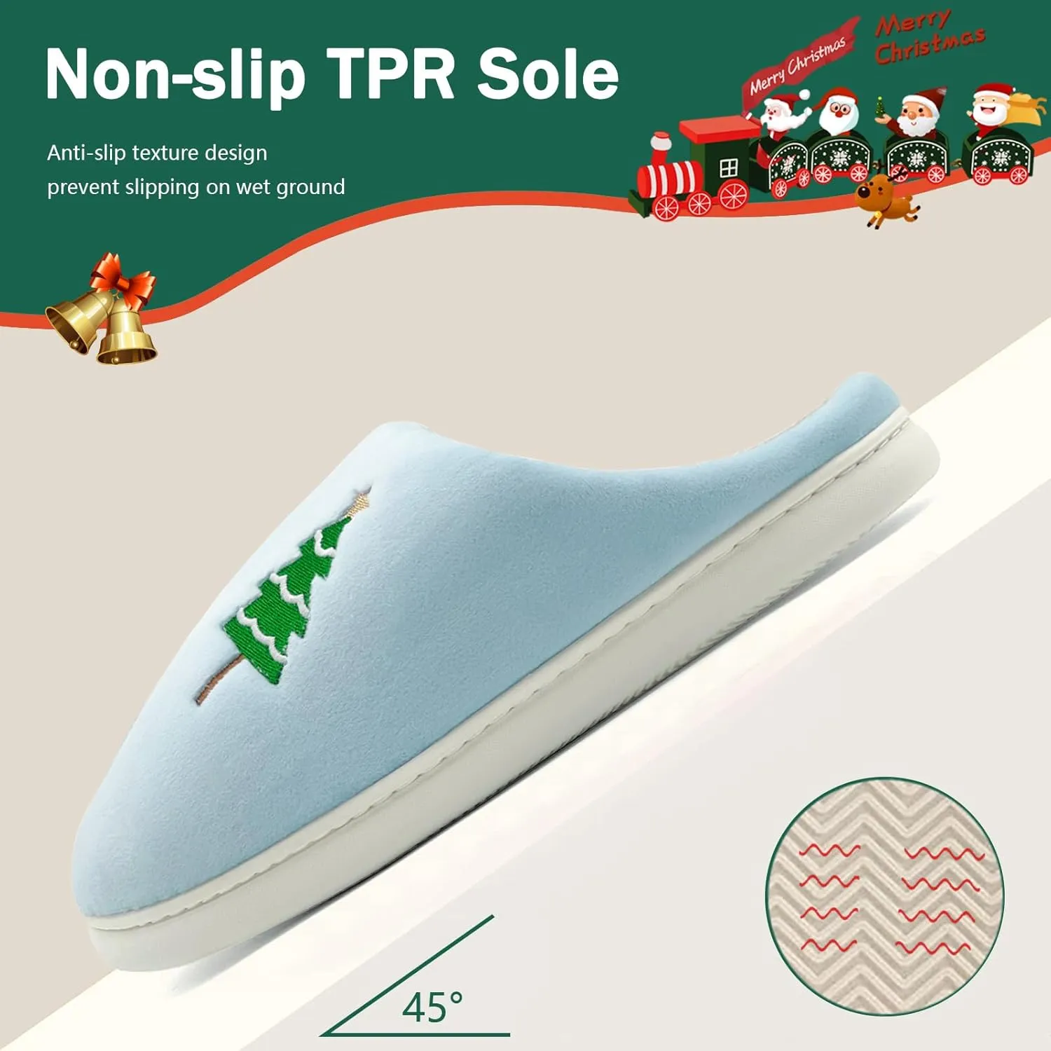 Reindeer Slippers for Women & Men - Memory Foam, Fuzzy Indoor Comfy Holiday & Slippers