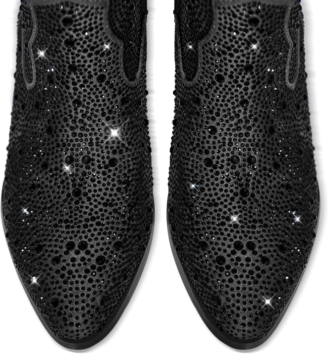 richealnini Sparkle Rhinestone Cowgirl Cowboy Boots for Women Pull On Diamante Heeled Bootes