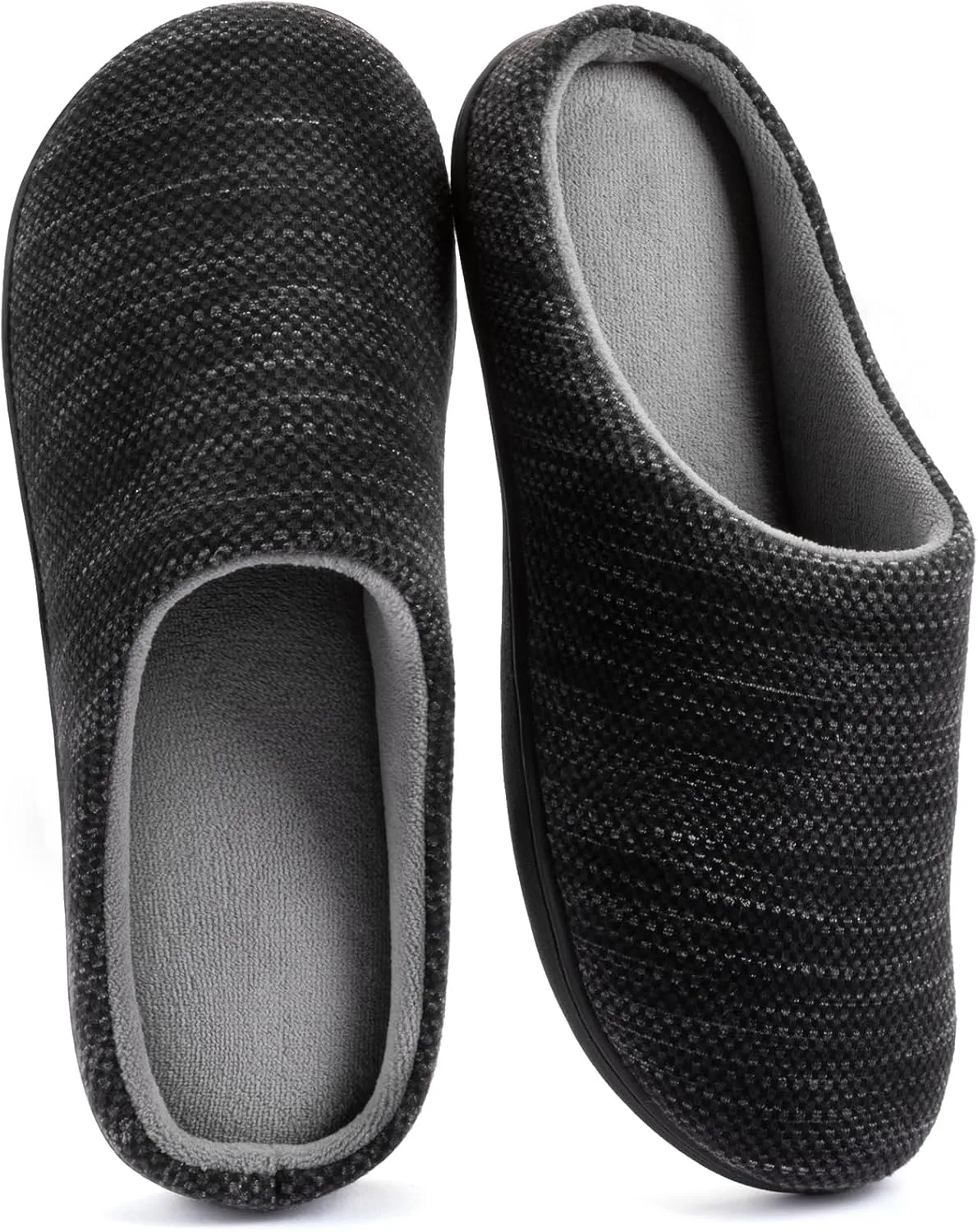 RockDove Men's Birdseye Knit Memory Foam Lounge Slipper with Indoor Oudoor Sole