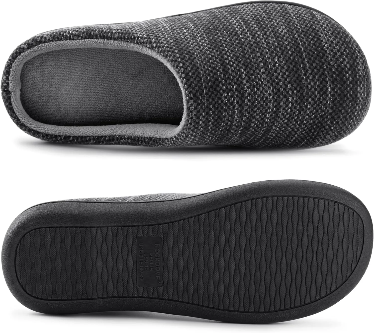 RockDove Men's Birdseye Knit Memory Foam Lounge Slipper with Indoor Oudoor Sole