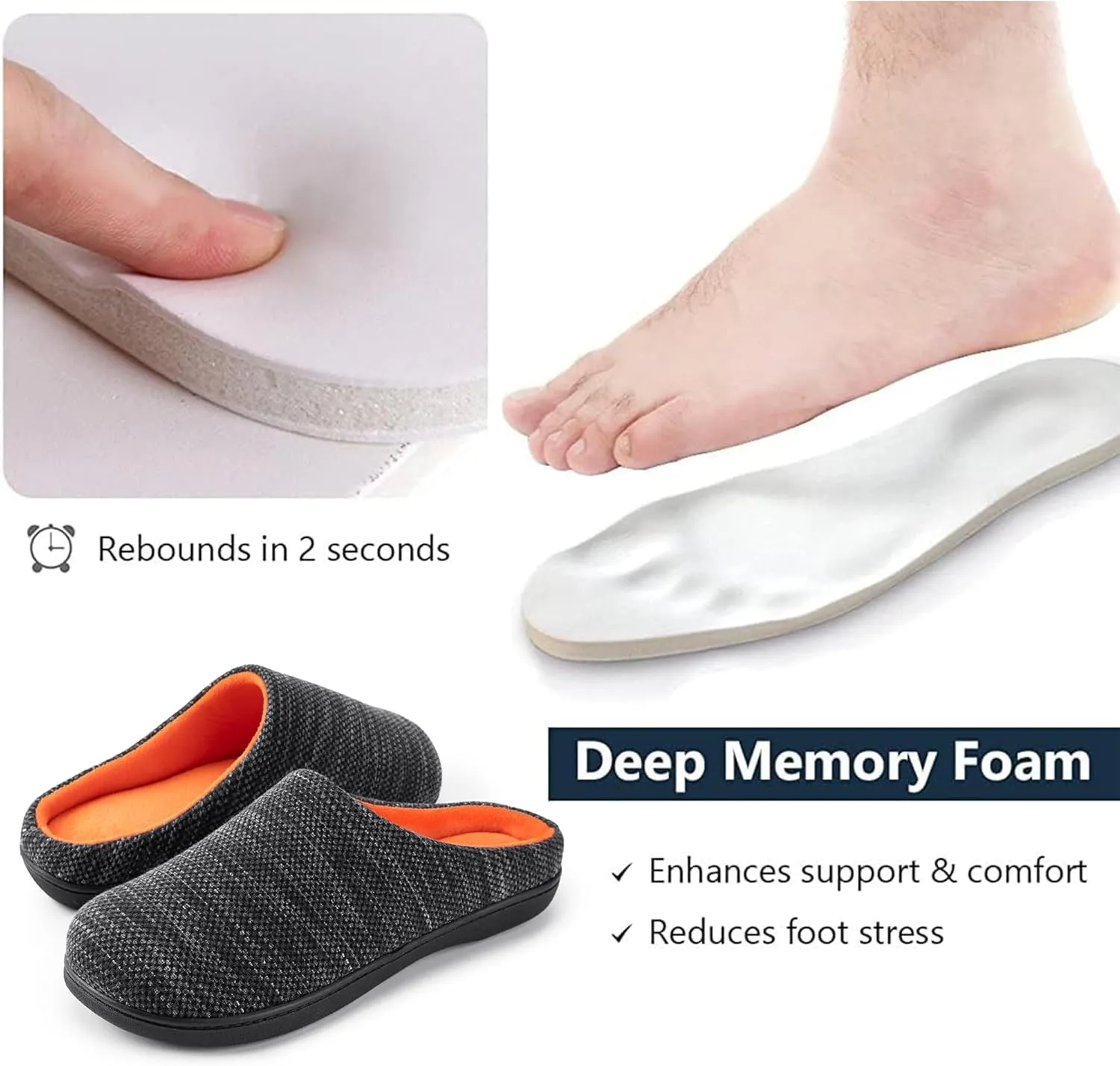 RockDove Men's Birdseye Knit Memory Foam Lounge Slipper with Indoor Oudoor Sole
