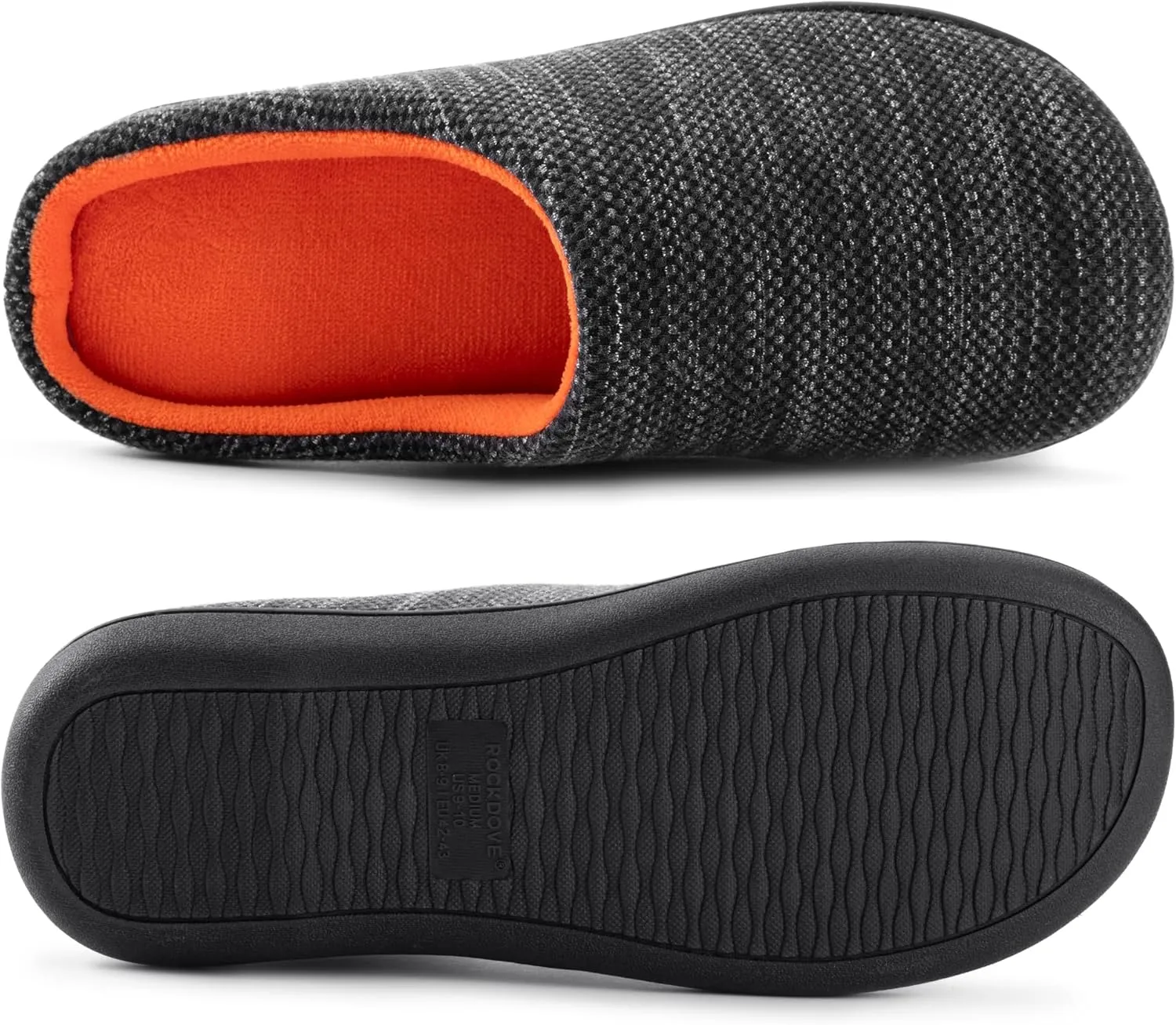 RockDove Men's Birdseye Knit Memory Foam Lounge Slipper with Indoor Oudoor Sole
