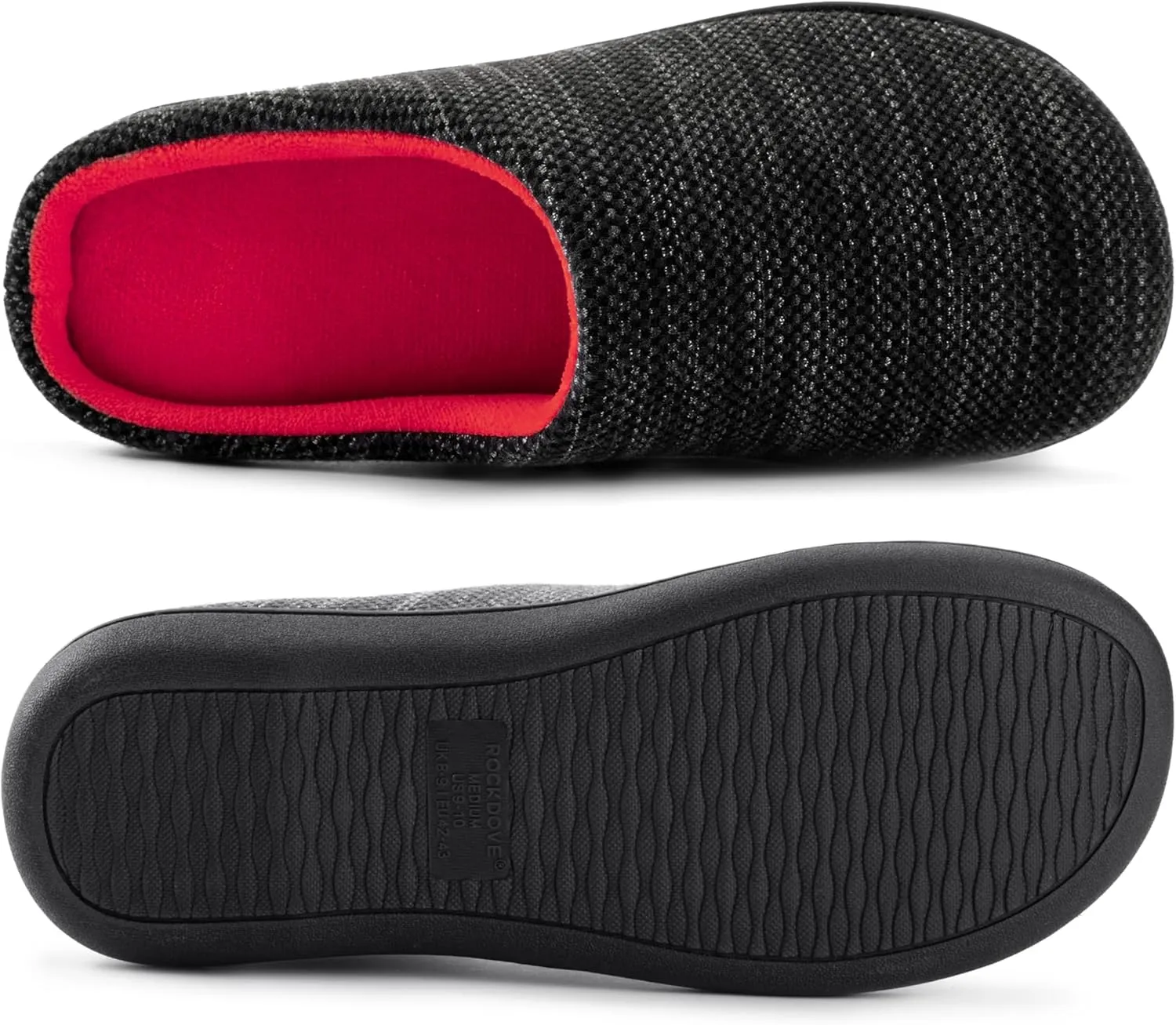 RockDove Men's Birdseye Knit Memory Foam Lounge Slipper with Indoor Oudoor Sole