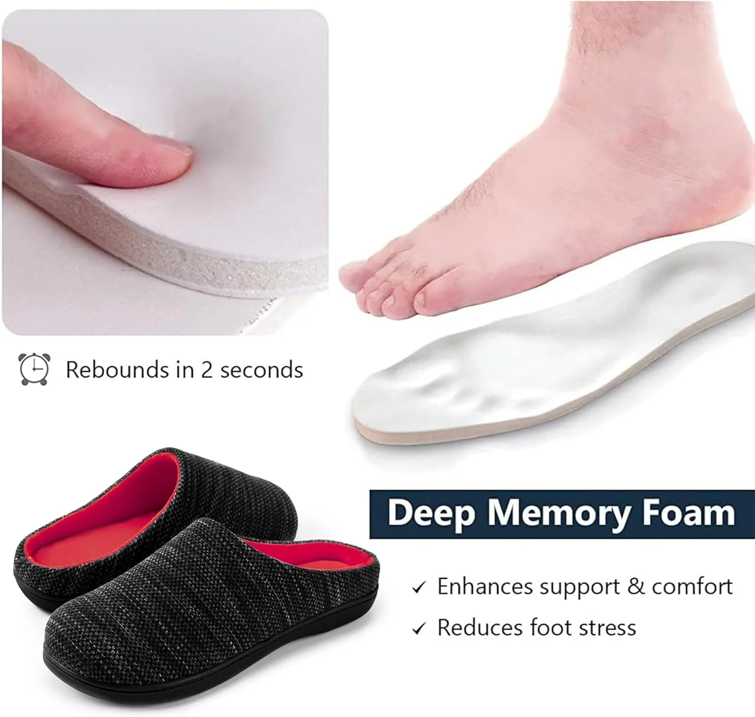 RockDove Men's Birdseye Knit Memory Foam Lounge Slipper with Indoor Oudoor Sole