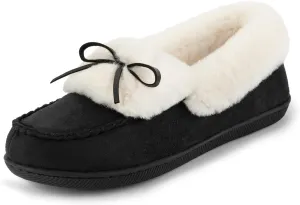 RockDove Women's Faux Fur Lined Micro Suede Moccasin Slipper