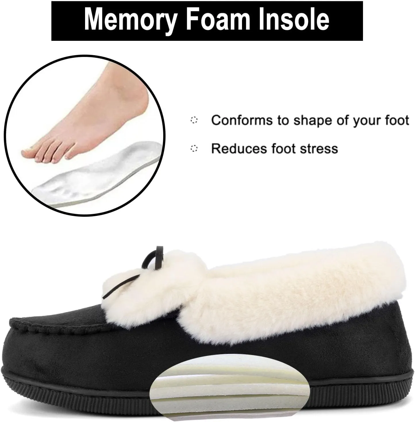 RockDove Women's Faux Fur Lined Micro Suede Moccasin Slipper