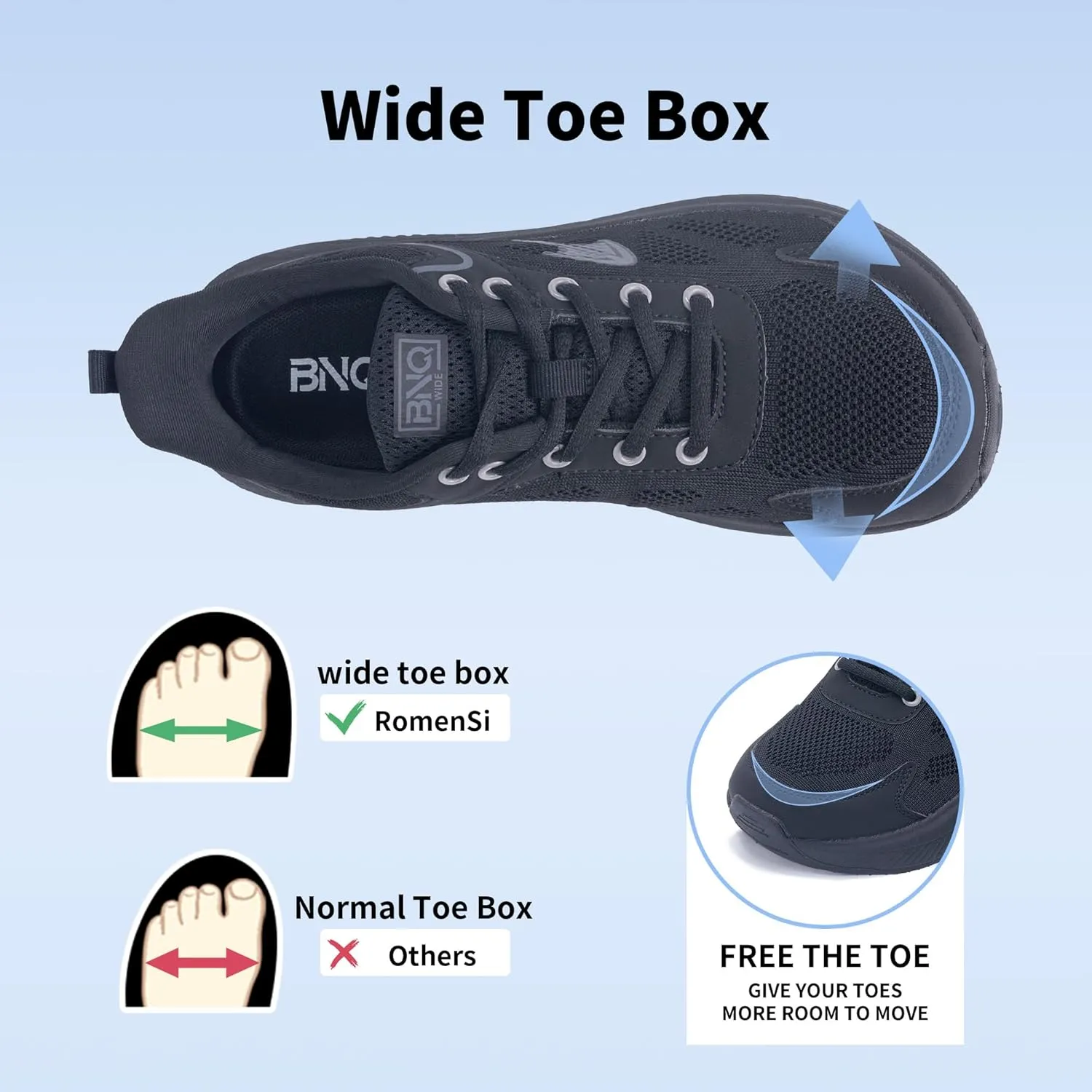 RomenSi Wide Toe Box Shoes Women Arch Support Walking Shoes Tennis Fashion Sneakers Orthotic Shoe for Plantar Fasciitis US 6-11