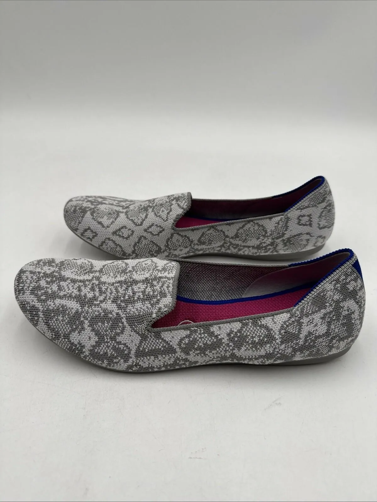 Rothy’s Loafer Flat Gray Python Print Knit Round Toe Flats Women’s Size 9 - Very Good